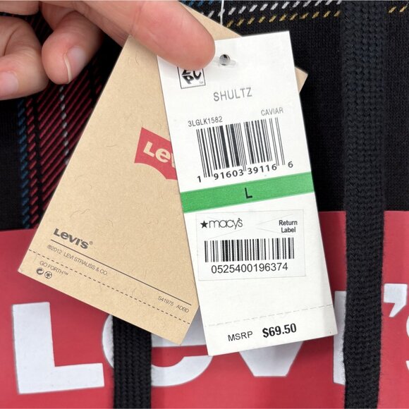NWT Levi's Men's Logo Plaid Hoodie Sweatshirt Size L Red & Black Casual - Picture 5 of 9